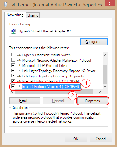 vEthernet (Internal Virtual Switch) Properties