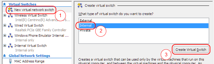 Virtual Switch Manager, creating new switch